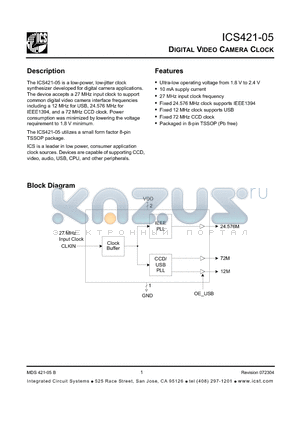 21G5L datasheet - DIGITAL VIDEO CAMERA CLOCK