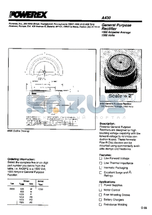 A430 datasheet - GENERAL PURPOSE RECTIFIER