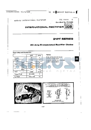 21PT datasheet - 20 AMP ENCAPSULATED RECTIFIER DIODES