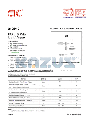 21QD10 datasheet - SCHOTTKY BARRIER DIODE