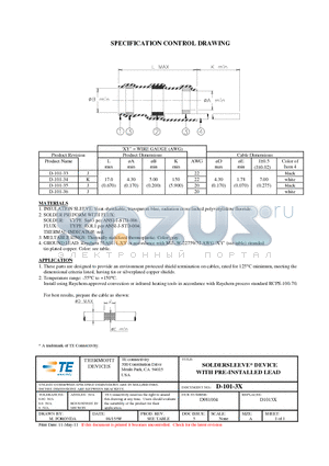 D-101-34 datasheet - SOLDERSLEEVE* DEVICE WITH PRE-INSTALLED LEAD