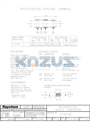 D-103-00 datasheet - SOLDERSLEEVE SHIELD TERMINATOR