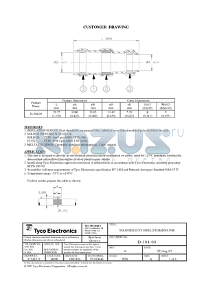 D-104-00-ND datasheet - SOLDERSLEEVE SHIELD TERMINATOR