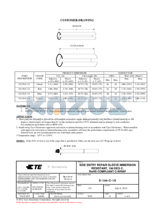 D-150-C-12 datasheet - CUSTOMER DRAWING