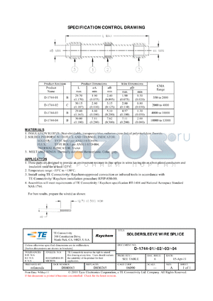 D-1744-01 datasheet - SOLDERSLEEVE WIRE SPLICE