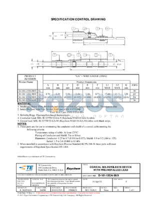 D-181-1222-90/9 datasheet - COAXIAL SOLDERSLEEVE DEVICE WITH PRE-INSTALLED LEAD