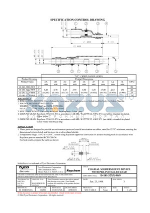 D-181-3220-90/9 datasheet - COAXIAL SOLDERSLEEVE DEVICE WITH PRE-INSTALLED LEAD