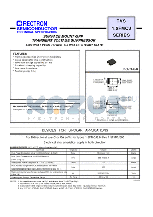 1.5FMCJ180A datasheet - SURFACE MOUNT GPP TRANSIENT VOLTAGE SUPPRESSOR 1500 WATT PEAK POWER 5.0 WATTS STEADY STATE