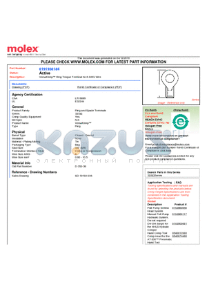 D-352-38 datasheet - VersaKrimp Ring Tongue Terminal for 8 AWG Wire