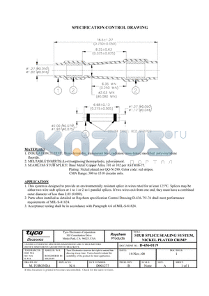 D-436-0119 datasheet - STUB SPLICE SEALING SYSTEM, NICKEL PLATED CRIMP