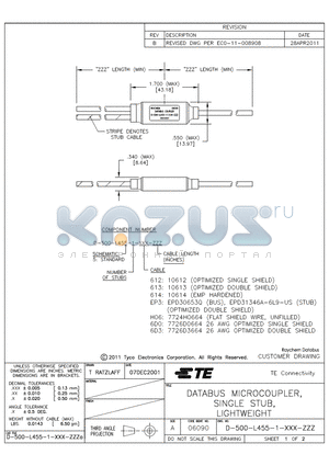 D-500-L455-3-613-120 datasheet - DATABUS MICROCOUPLER, SINGLE STUB, LIGHTWEIGHT