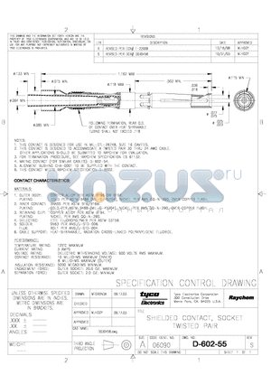 D-602-55CS315 datasheet - SHIELDED CONTACT, SOCKET TWISTED PAIR