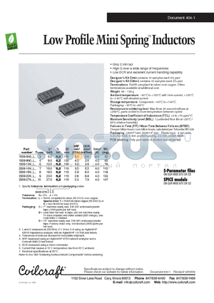 1508-5N5-L datasheet - Low Profile Mini Spring Inductors