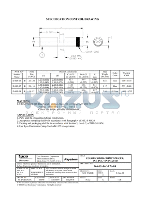 D-609-06 datasheet - COLOR CODED CRIMP SPLICER, IN-LINE, TIN PLATED