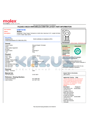 D-651-56XT datasheet - InsulKrimp Ring Tongue Terminal for 8 AWG Wire, Stud Size 5/16