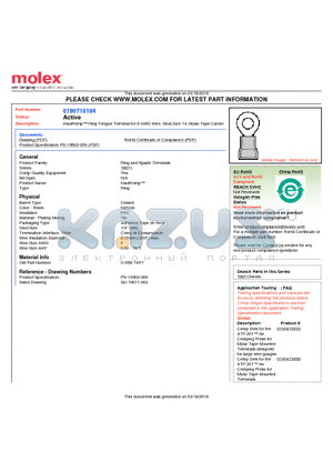 D-656-14XT datasheet - InsulKrimp Ring Tongue Terminal for 8 AWG Wire, Stud Size 14, Mylar Tape Carrier