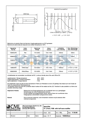 1508625UR3 datasheet - StarLEDs T2 (7mm) PSB with half wave rectifier