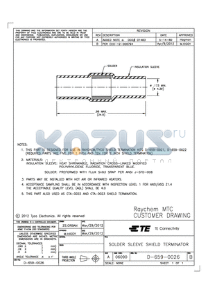 D-659-0026 datasheet - SOLDER SLEEVE SHIELD TERMINATOR