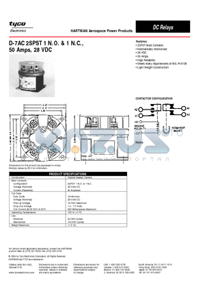 D-7AC datasheet - D-7AC 2SPST 1 N.O. & 1 N.C.,50 Amps, 28 VDC