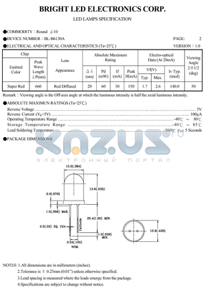 BL-B6130A datasheet - LED LAMPS SPECIFICATION