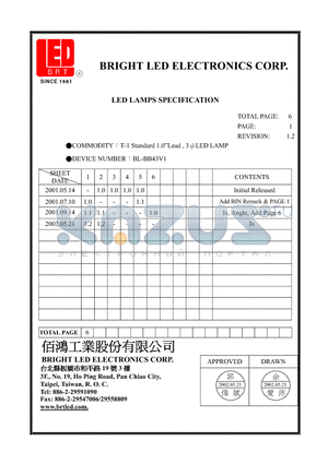 BL-BB43V1 datasheet - LED LAMPS SPECIFICATION