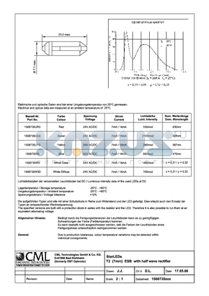 1508735UY3 datasheet - StarLEDs T2 (7mm) ESB with half wave rectifier