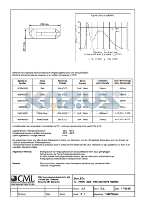 1508745UG3 datasheet - StarLEDs T2 (7mm) ESB with half wave rectifier