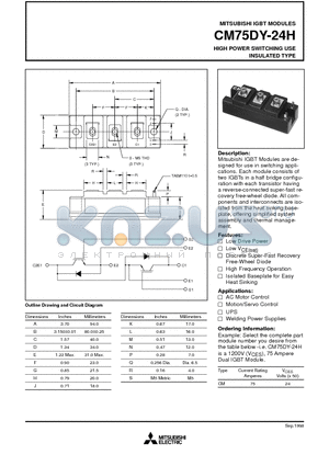 CM75DY-24H datasheet - HIGH POWER SWITCHING USE INSULATED TYPE
