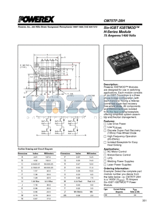 CM75TF-28H datasheet - Six-IGBT IGBTMOD 75 Amperes/1400 Volts