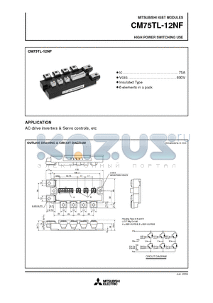 CM75TL-12NF datasheet - HIGH POWER SWITCHING USE