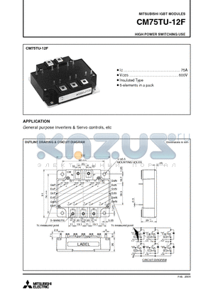 CM75TU-12F datasheet - IGBT MODULES HIGH POWER SWITCHING USE