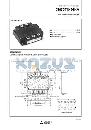 CM75TU-34KA datasheet - HIGH POWER SWITCHING USE