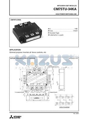 CM75TU-34KA datasheet - IGBT MODULES HIGH POWER SWITCHING USE