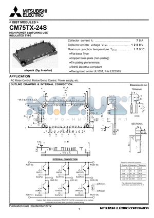 CM75TX-24S datasheet - HIGH POWER SWITCHING USE INSULATED TYPE