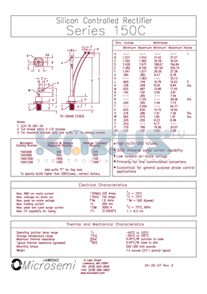 150C120B datasheet - Silicon Controlled Rectifier