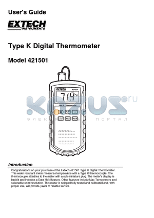 421501 datasheet - Type K Digital Thermometer