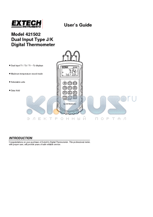 421502 datasheet - Dual Input Type J/K Digital Thermometer