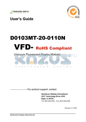 D0103MT-20-0110N datasheet - Vacuum Fluorescent Display Specification