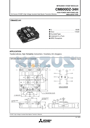 CM800DZ-34H datasheet - HIGH POWER SWITCHING USE INSULATED TYPE