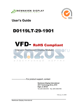 D0119LT-29-1901 datasheet - Vacuum Fluorescent Display Specification