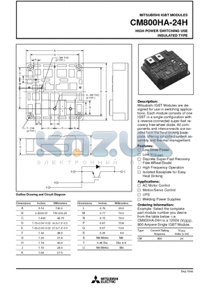 CM800HA-24H datasheet - HIGH POWER SWITCHING USE INSULATED TYPE