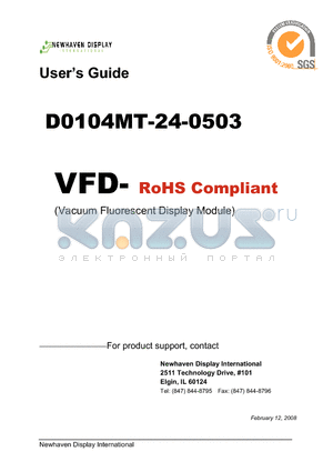 D0104MT-24-0503 datasheet - Vacuum Fluorescent Display Specification