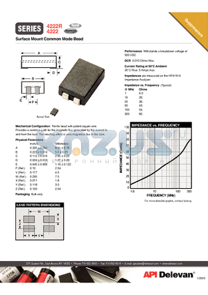 4222 datasheet - Surface Mount Common Mode Bead