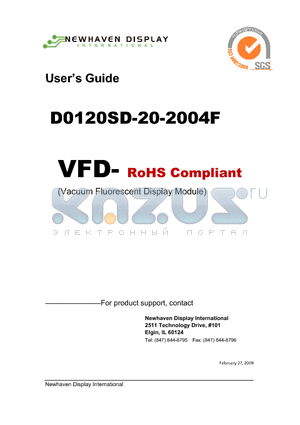 D0120SD-20-2004F datasheet - Vacuum Fluorescent Display Specification