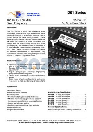 D01L6B datasheet - 32-Pin DIP 8-, 6-, 4-Pole Filters