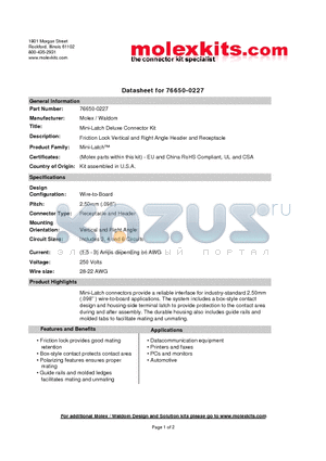 22-04-1031 datasheet - Friction Lock Vertical and Right Angle Header and Receptacle