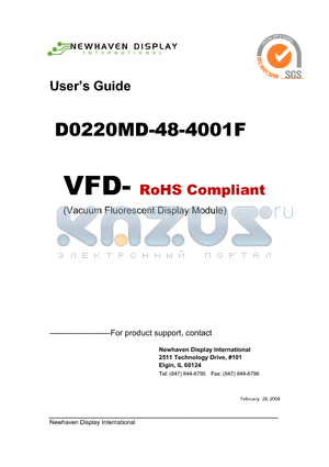 D0220MD-48-4001F datasheet - Vacuum Fluorescent Display Specification