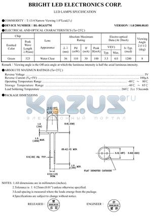 BL-BG63J7M datasheet - LED LAMPS SPECIFICATION