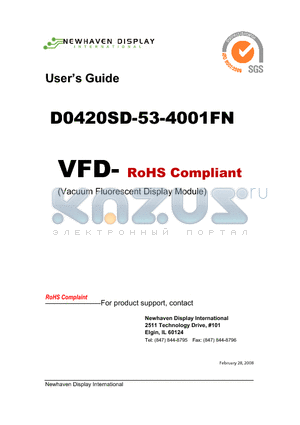 D0420SD-53-4001F datasheet - Vacuum Fluorescent Display Specification