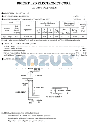 BL-BJ33V1M datasheet - LED LAMPS SPECIFICATION